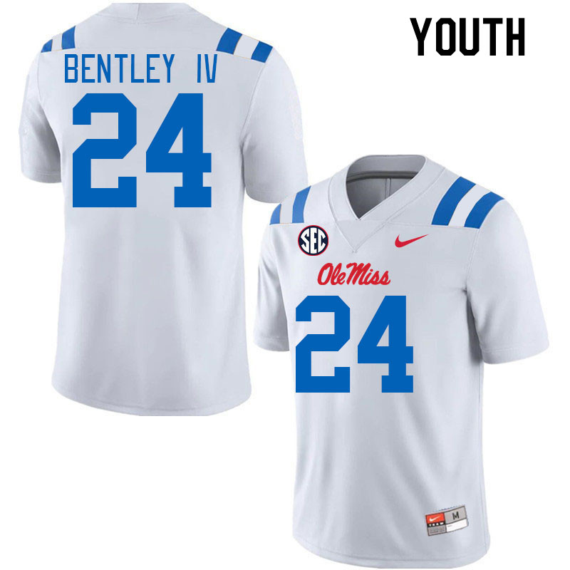 Youth #24 Ulysses Bentley IV Ole Miss Rebels 2024 New Uniforms College Football Jerseys Stitched-Whi